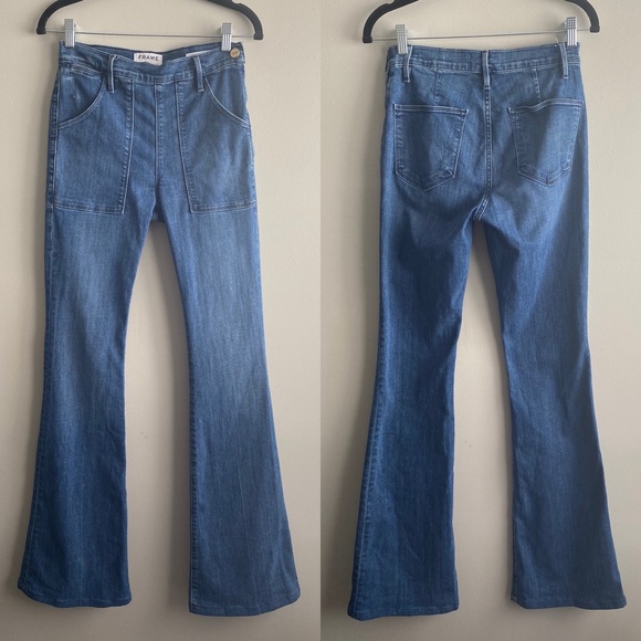 Frame Denim Le Flare De Francoise Sunnyside 27 High-Rise Flare Jeans - Picture 2 of 6